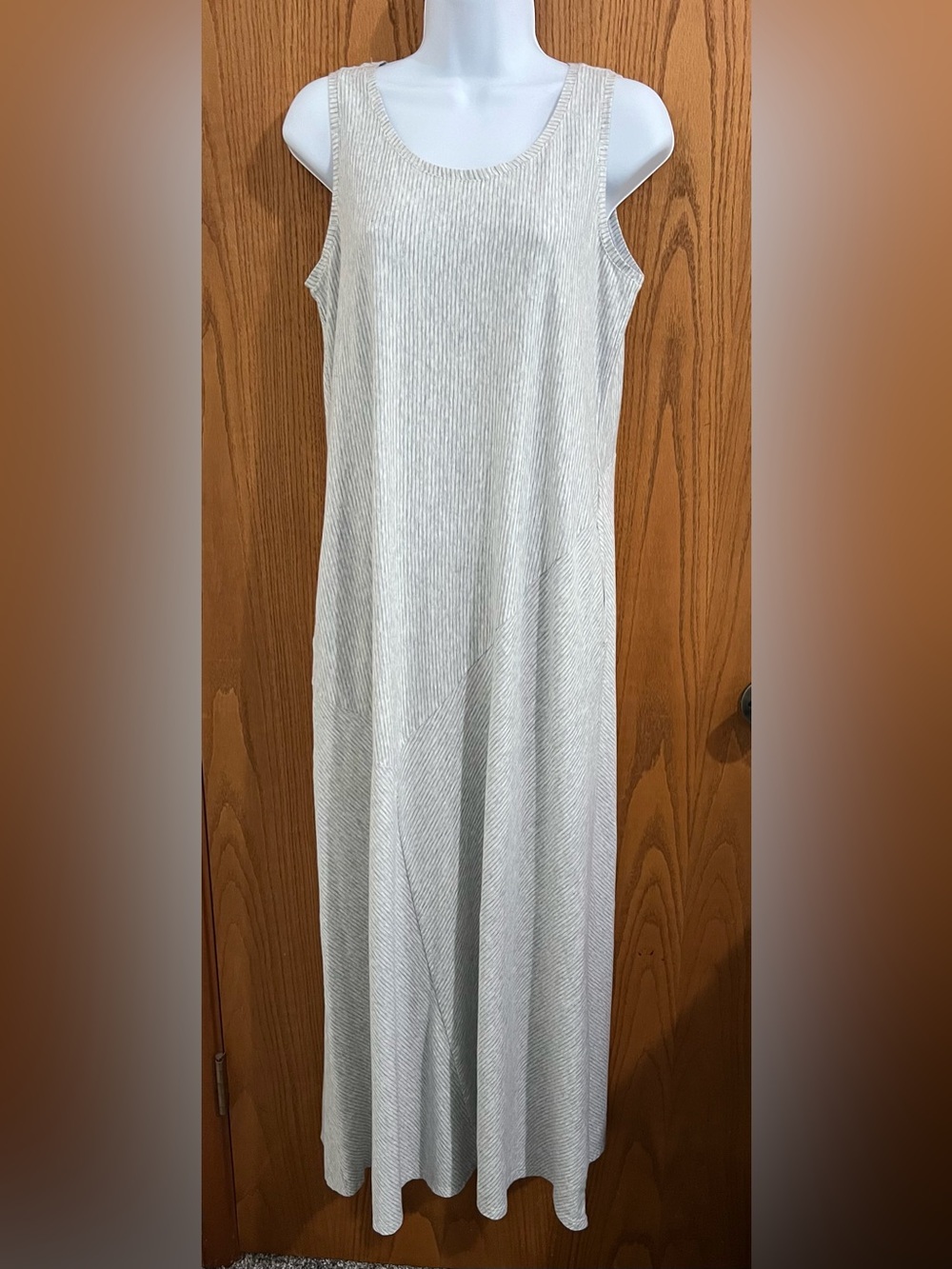 PureJill - Sleeveless Maxi Dress in Light Cream With Gray Stripe  S